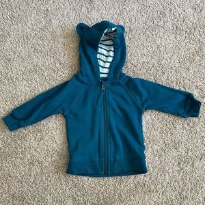 HANNA ANDERSSON Teal Zip Up Hoodie with Bear Ears 70 (12-18 months)